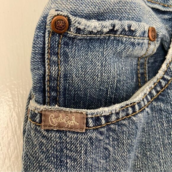 Y2K Cruel Girl Medium Wash Distressed Slim Bootcut Jeans 11 Long Western Cowgirl - Picture 6 of 16